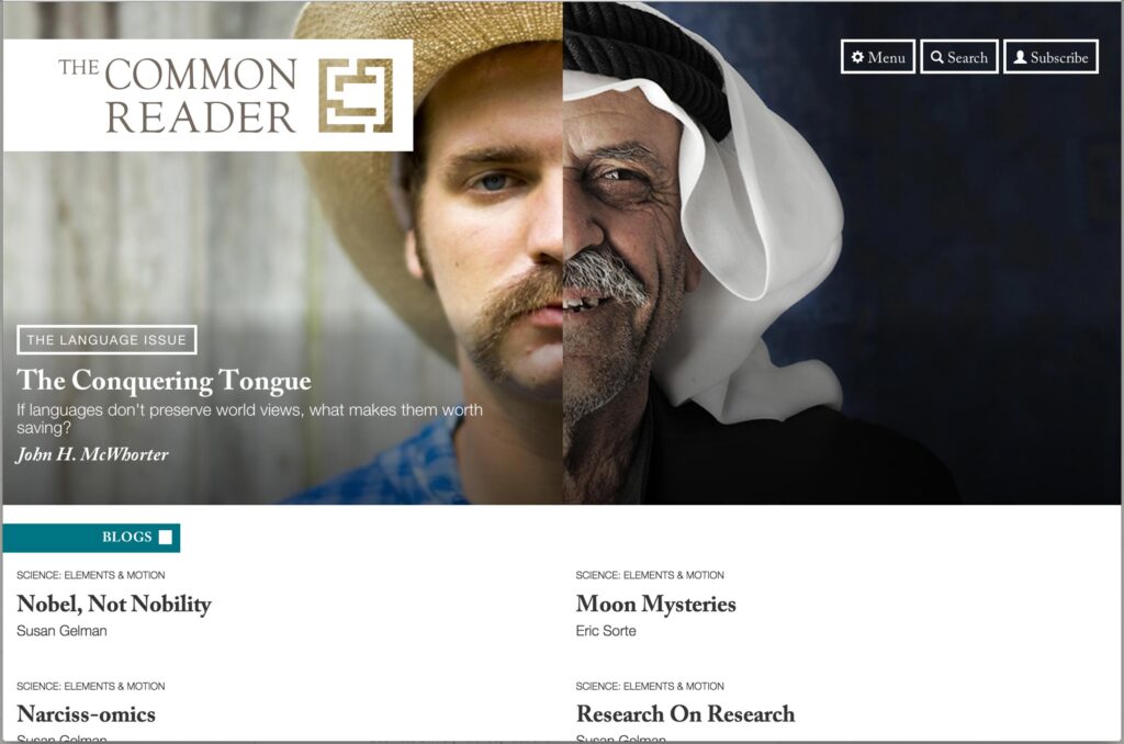 Screenshot of the Common Reader homepage